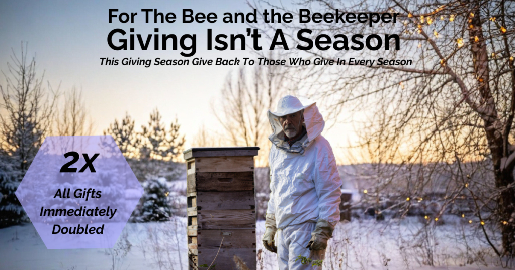 a winter beekeeper with over wintering bee hive