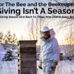 a winter beekeeper with over wintering bee hive